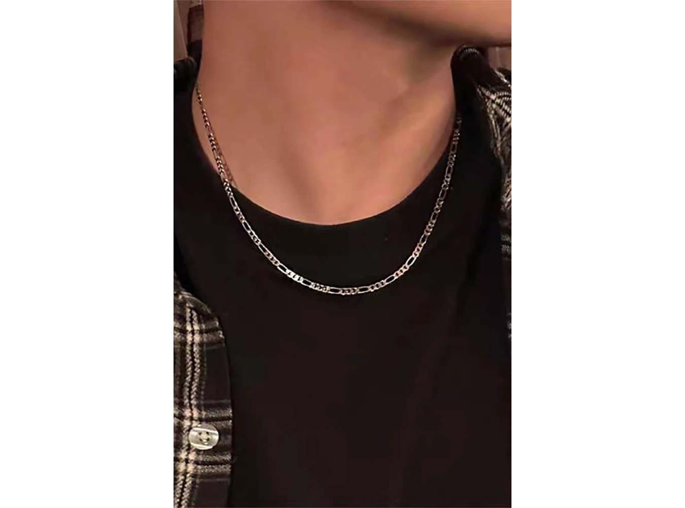 Gümüş Renk Unisex Çelik Zincir Kolye