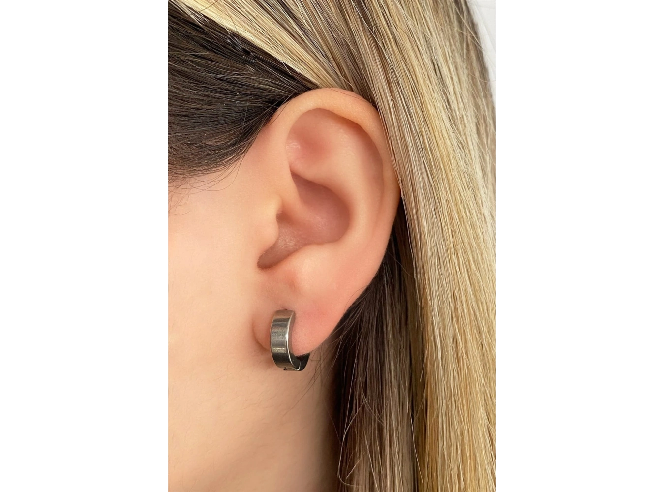 Gümüş Renk Unisex Halka Küpe