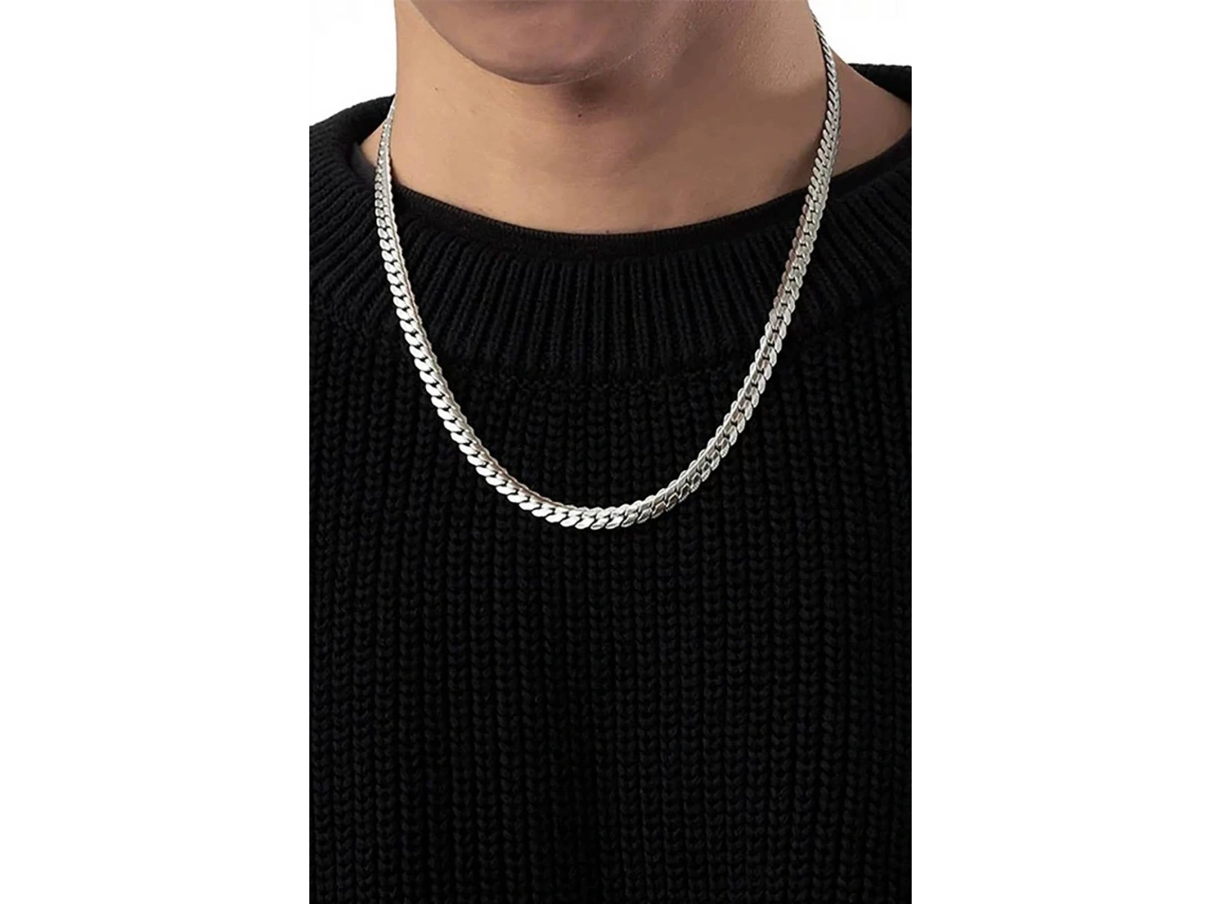 Gümüş Renk Unisex Zincir Çelik Kolye