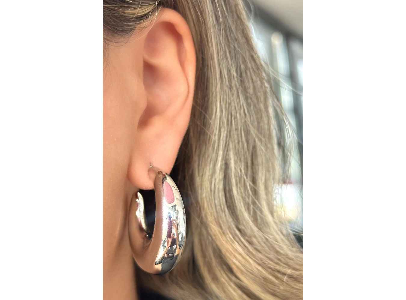 Gümüş Renk VİP YSX Halka Küpe (Çift)