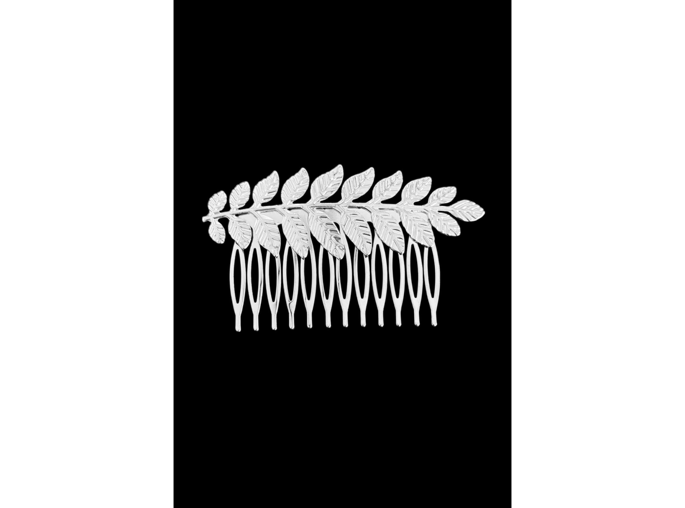 Gümüş Renk Yaprak Detaylı Metal Tarak Toka