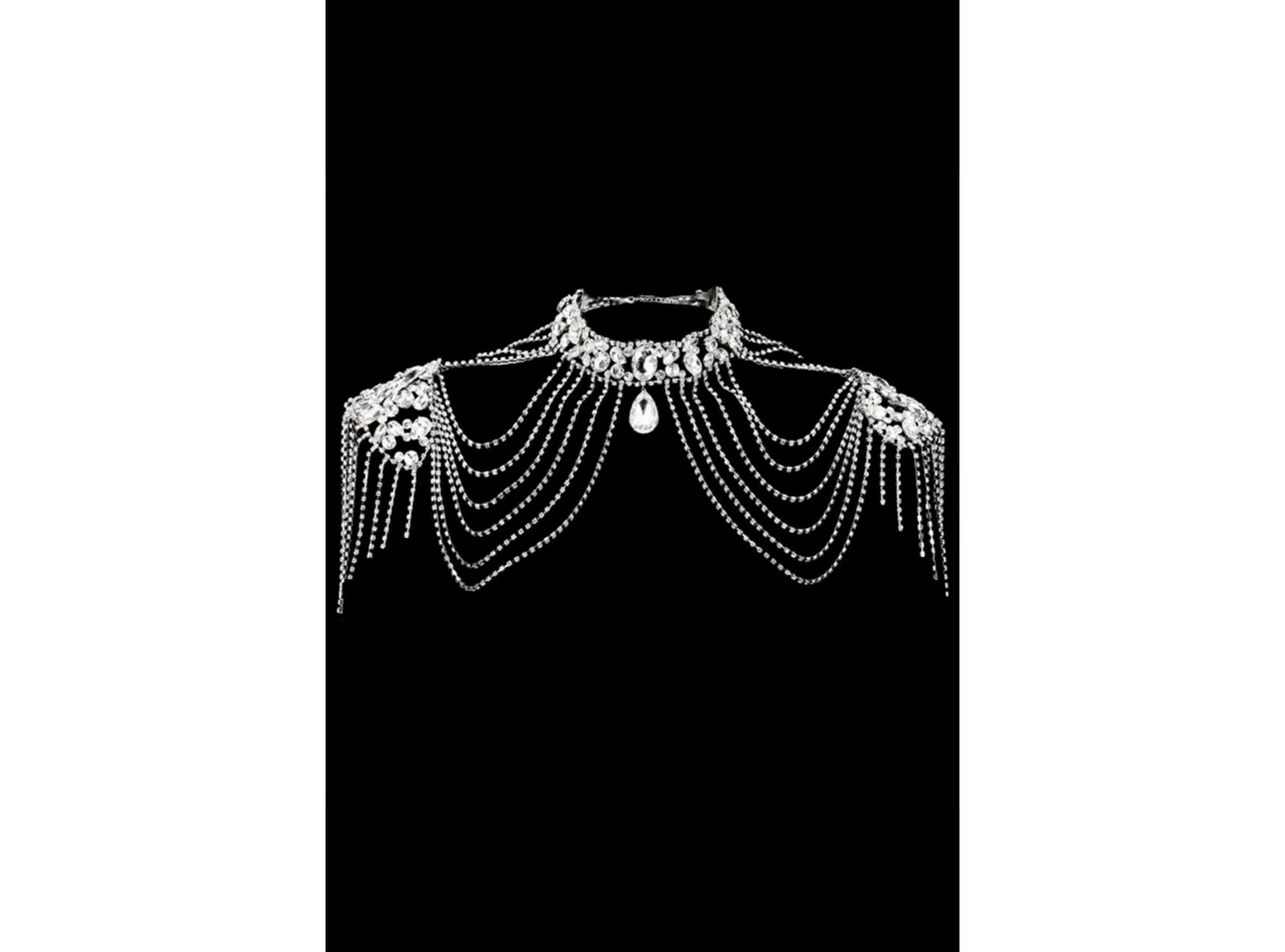 Gümüş Renk Taş Detaylı Tasarım Vücut Aksesuar