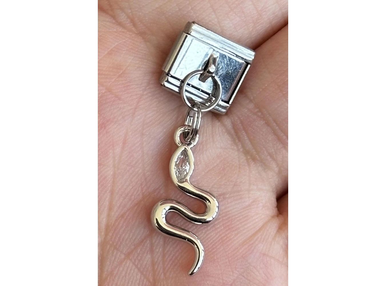 Gümüş Renk Yılan Figürlü Çelik Nomination Charm (Tek)