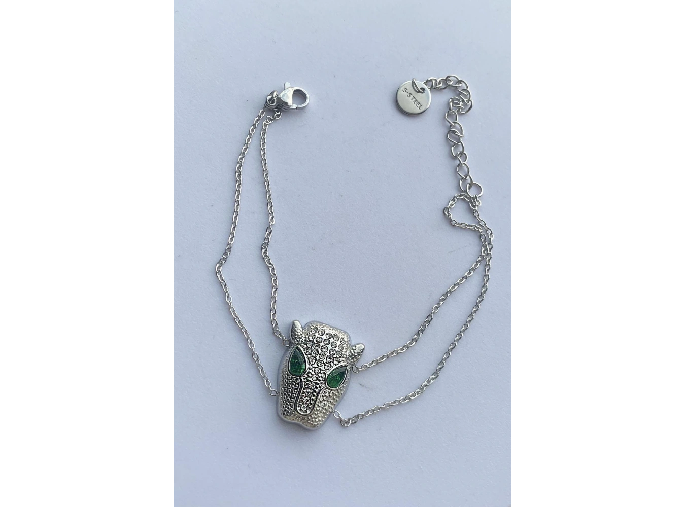 Gümüş Renk Yılan Kaplan Figürlü Çelik Bileklik