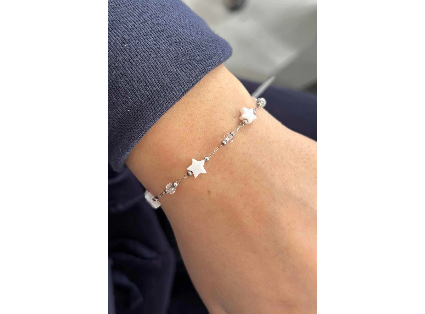 Gümüş Renk Yıldız Figürlü Çelik Bileklik