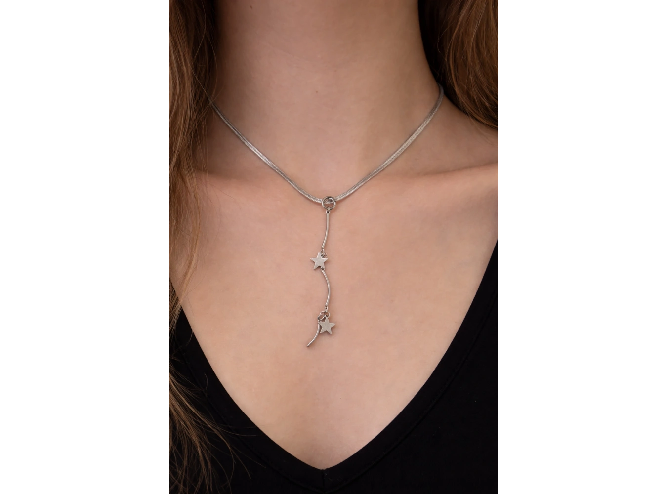 Gümüş Renk Yıldız Figürlü Çelik Kolye