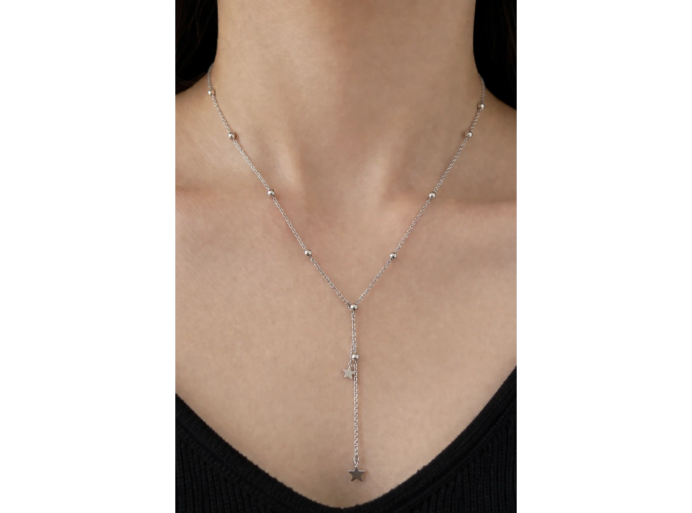 Gümüş Renk Yıldız Figürlü Çelik Kolye