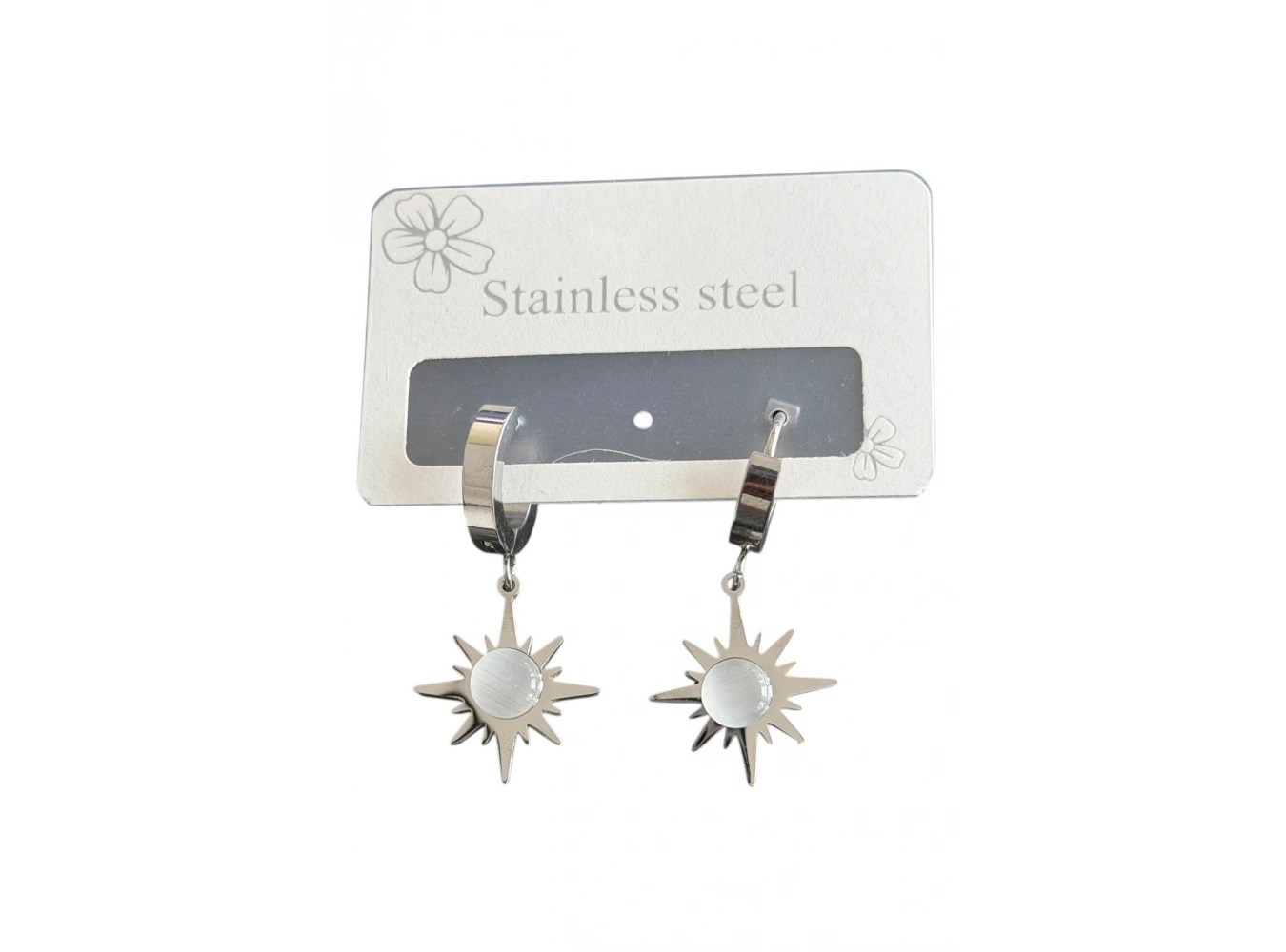 Gümüş Renk Yıldız Figürlü Çelik Küpe (Çift)