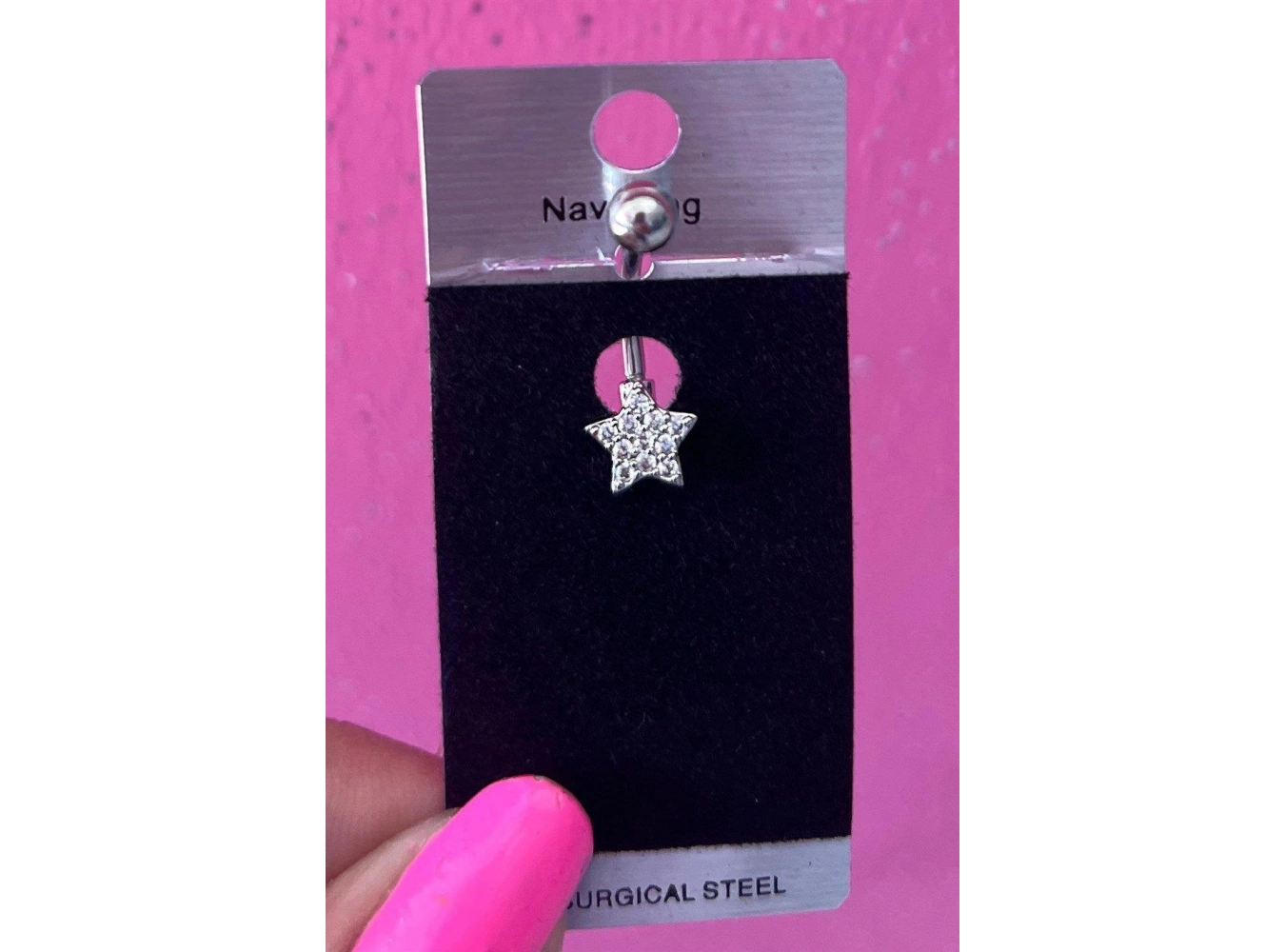 Gümüş Renk Yıldız Figürlü Cerrahi Çelik Göbek Piercing
