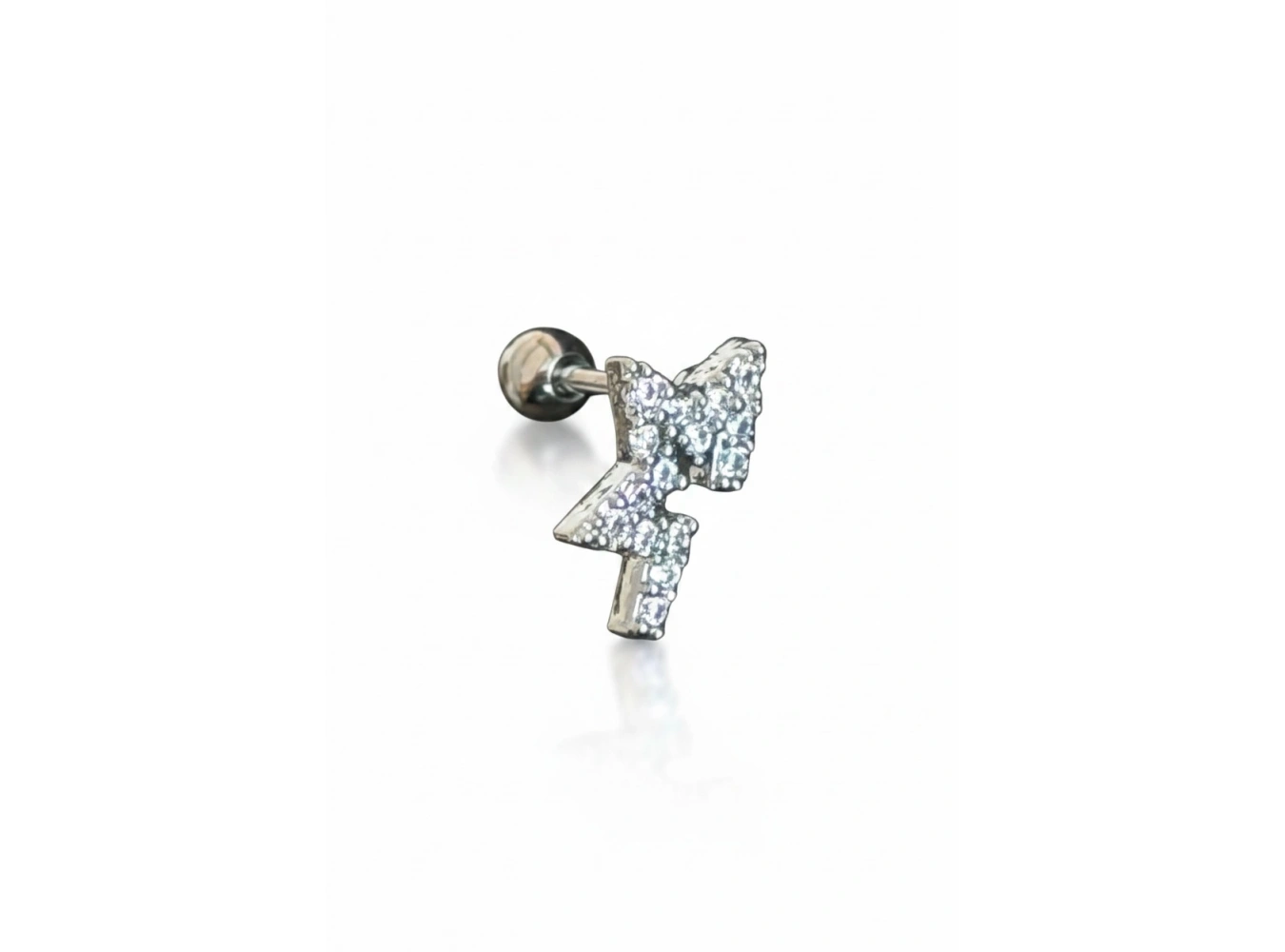 Gümüş Renk Yıldız Figürlü Cerrahi Çelik Tragus/Kıkırdak Küpe/Piercing (Tek)