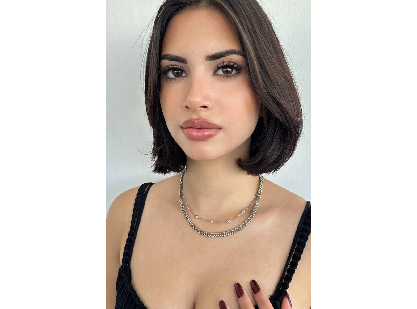 Gümüş Renk Yıldız Figürlü İnci Detaylı İkili Kolye