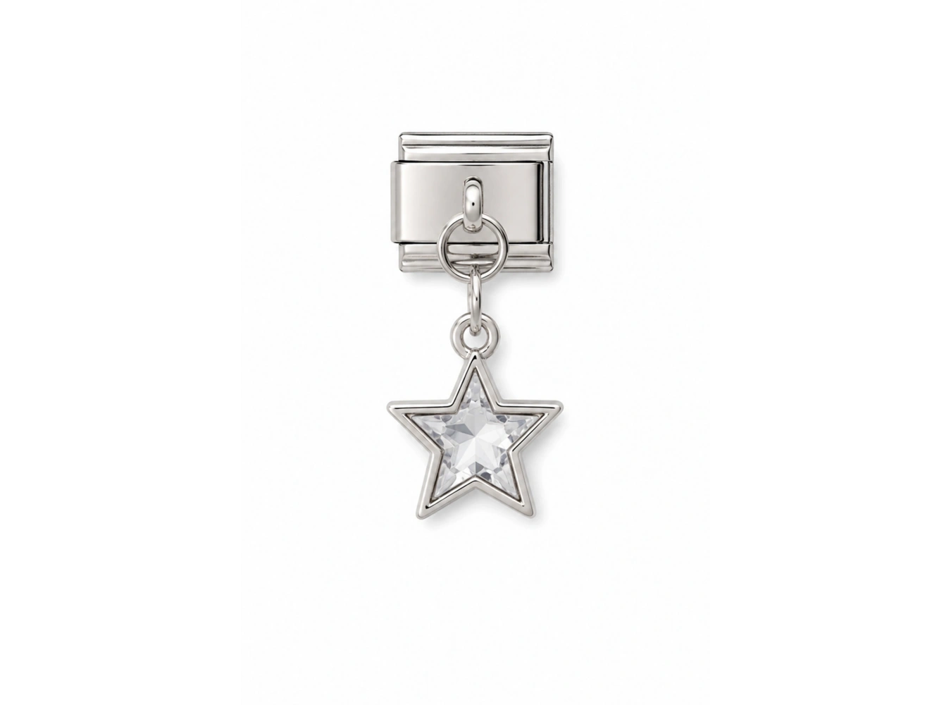 Gümüş Renk Yıldız  Figürlü Taş Detaylı   Çelik Nomination Charm (Tek)