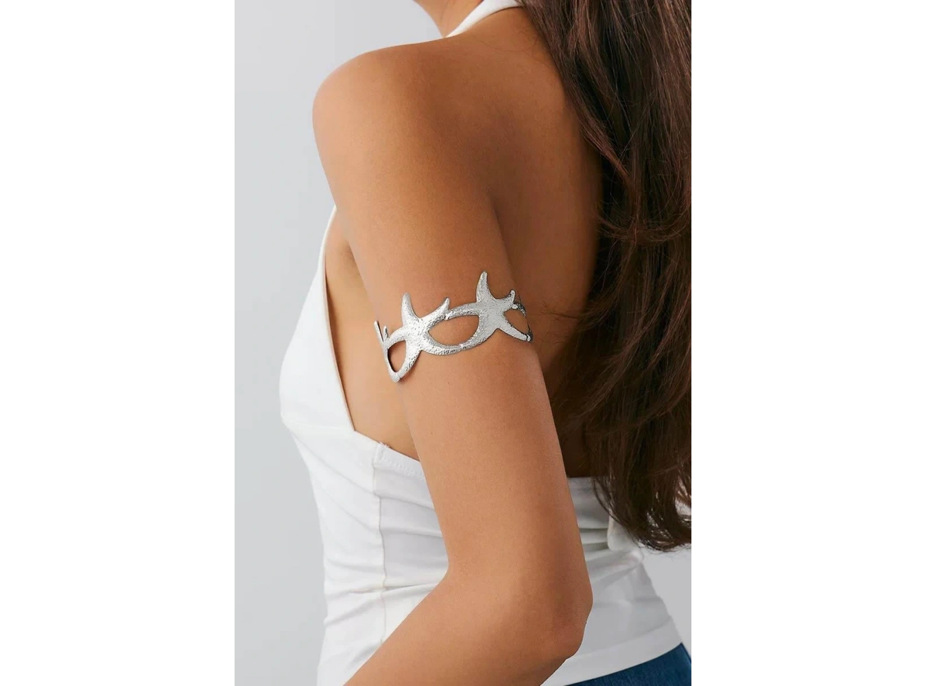 Gümüş Renk Yıldız Figürlü Tasarım Bileklik Kol Aksesuarı