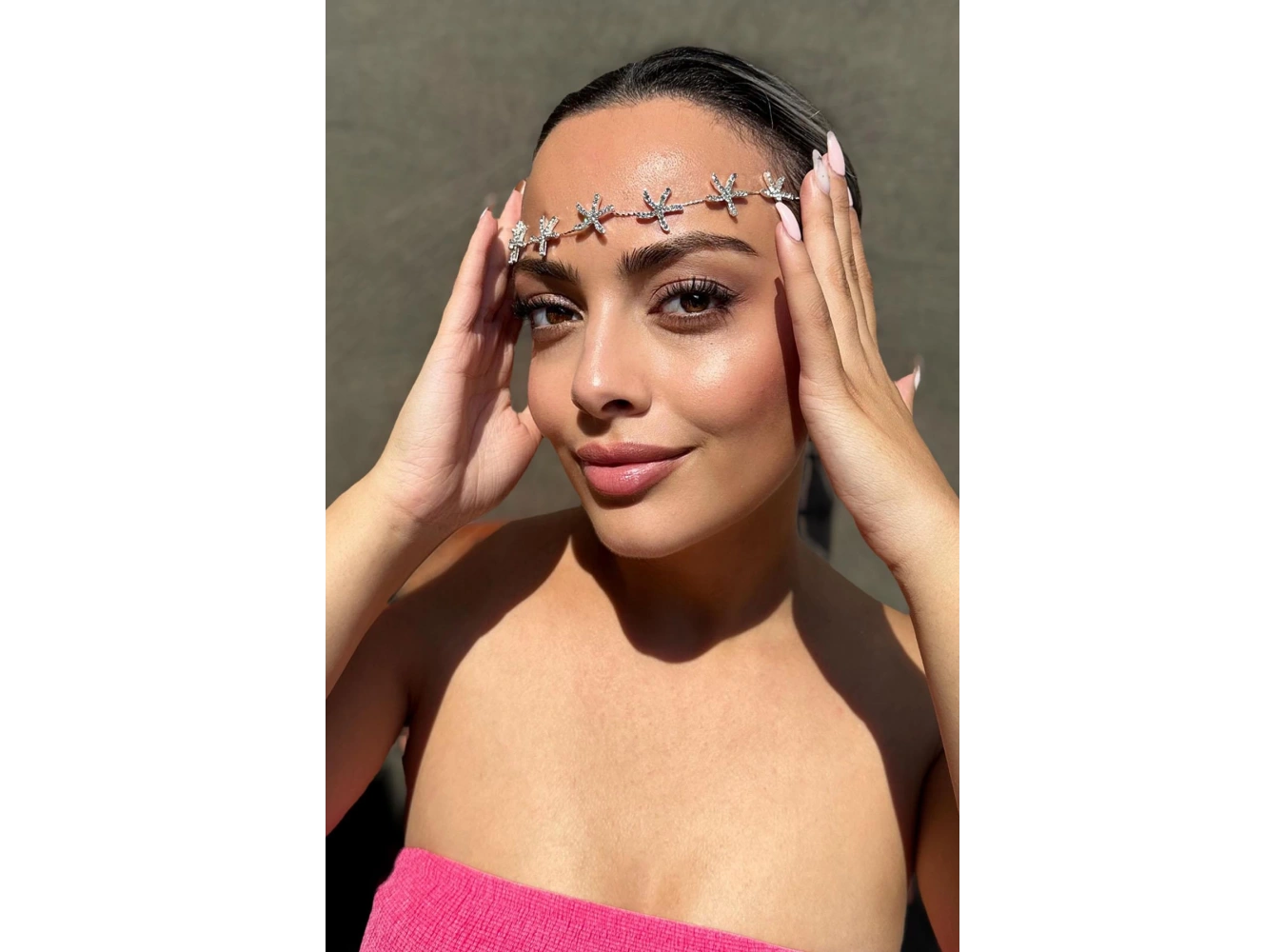 Gümüş Renk Yıldız Figürlü Taşlı Gelin Saç Aksesuarı Ve Alınlık