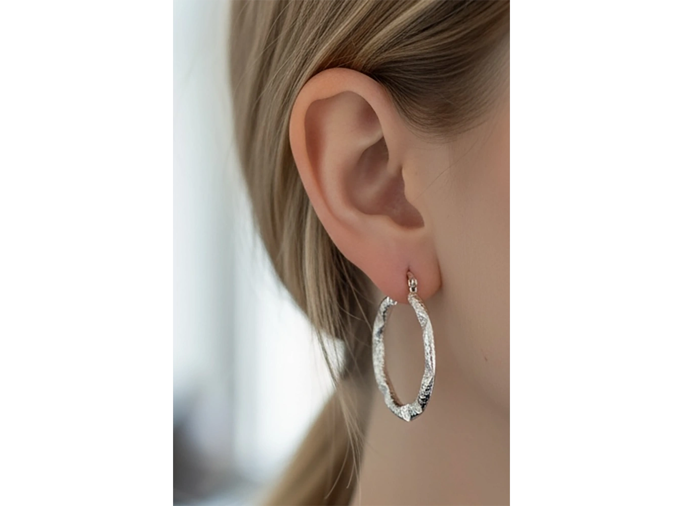 Gümüş Renk YSX Halka Küpe (Çift)