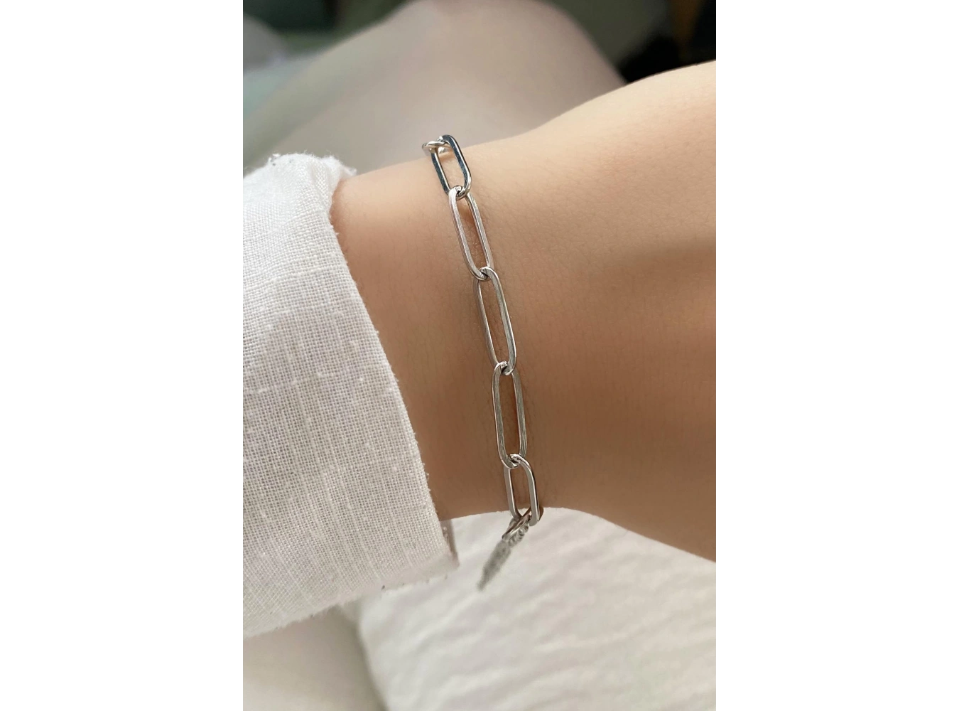 Gümüş Renk Zincir Çelik Bileklik (Unisex)