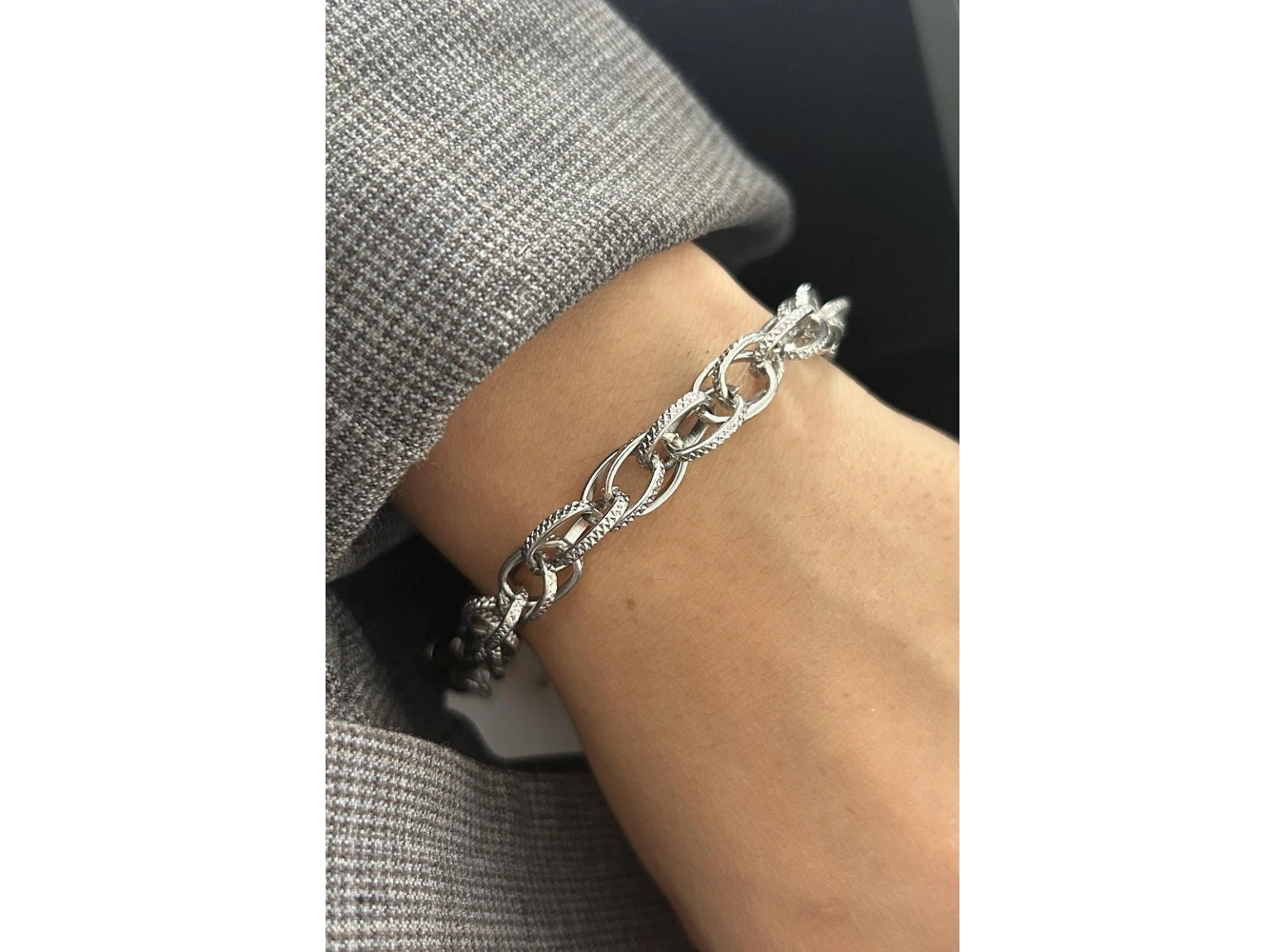 Gümüş Renk Zincir Çelik Bileklik (Unisex)