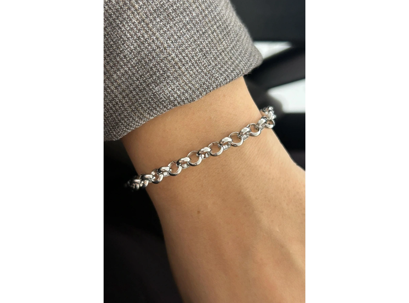 Gümüş Renk Zincir Çelik Bileklik (Unisex)