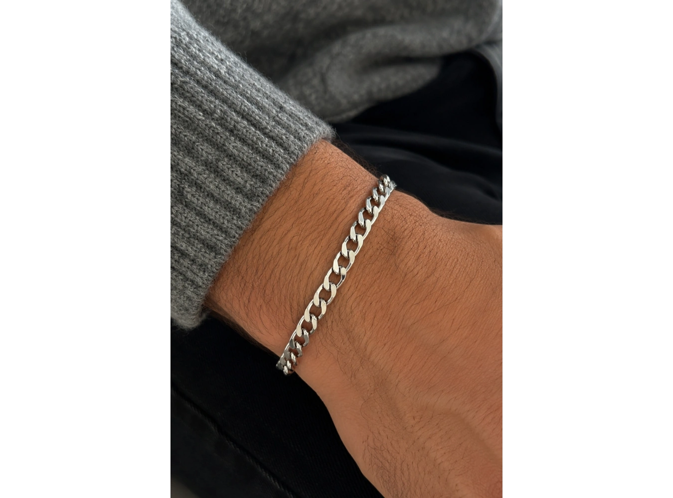 Gümüş Renk Zincir Çelik Bileklik (Unisex)