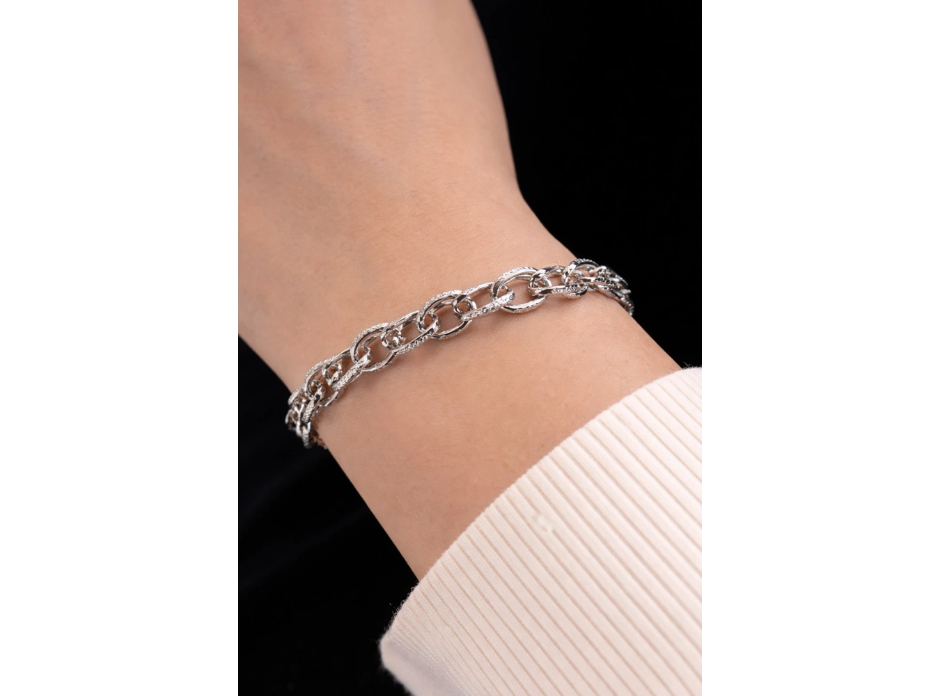 Gümüş Renk Zincir Çelik Bileklik(Unisex)