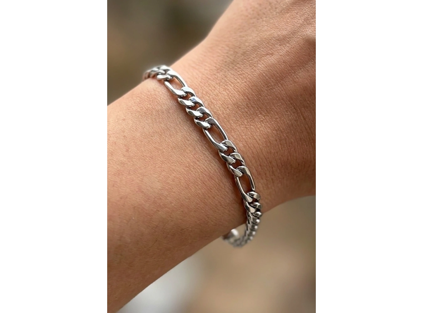 Gümüş Renk Zincir Çelik Bileklik (Unisex)