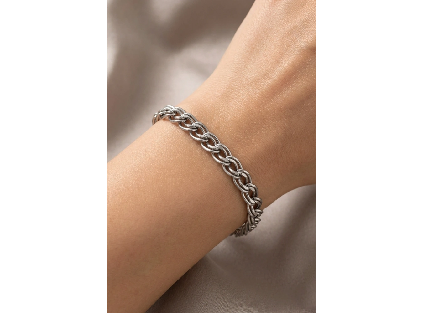 Gümüş Renk Zincir Çelik Bileklik (Unisex)