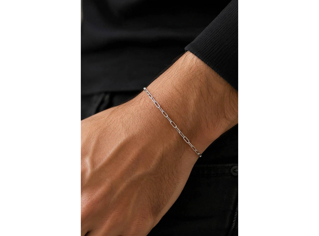 Gümüş Renk Zincir Çelik Bileklik (Unisex)