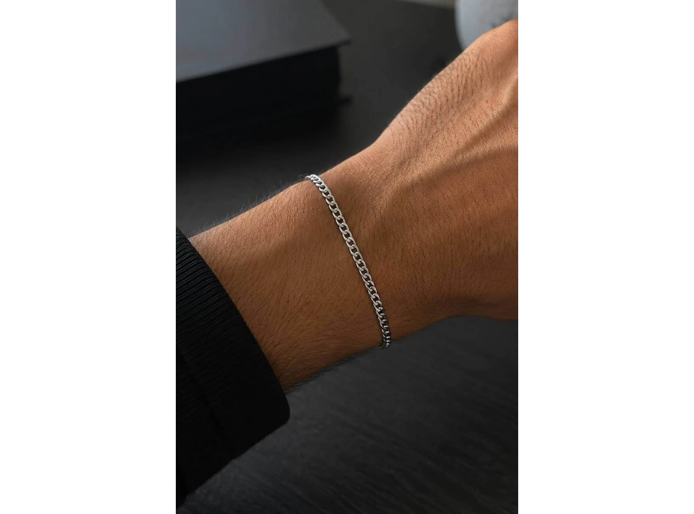 Gümüş Renk Zincir Çelik Bileklik (Unisex)