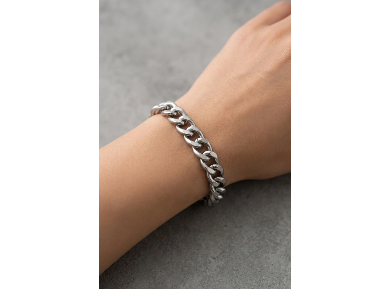 Gümüş Renk Zincir Çelik Bileklik (Unisex)