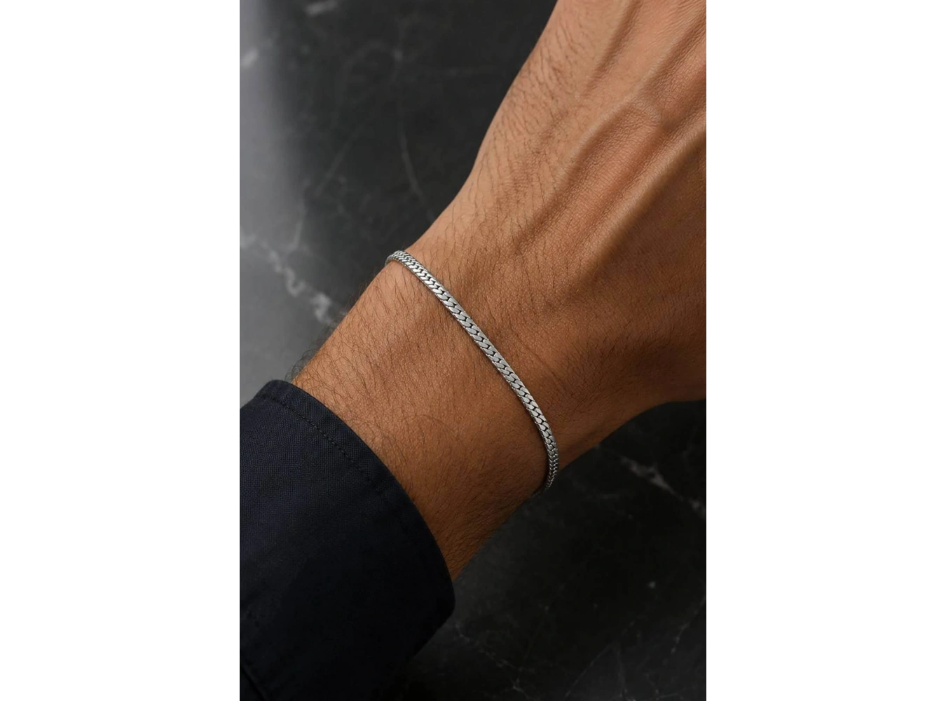 Gümüş Renk Zincir Çelik Bileklik (Unisex)