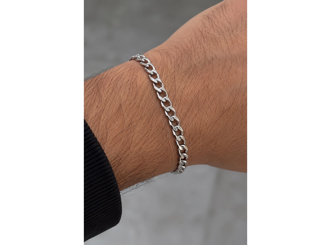 Gümüş Renk Zincir Çelik Bileklik (Unisex)