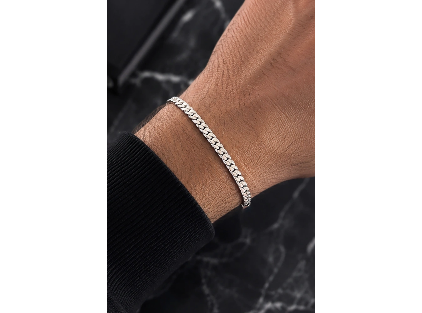 Gümüş Renk Zincir Çelik Bileklik (Unisex)