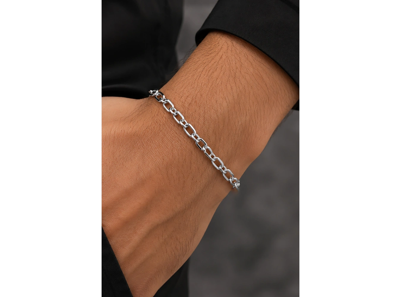 Gümüş Renk Zincir Çelik Bileklik (Unisex)