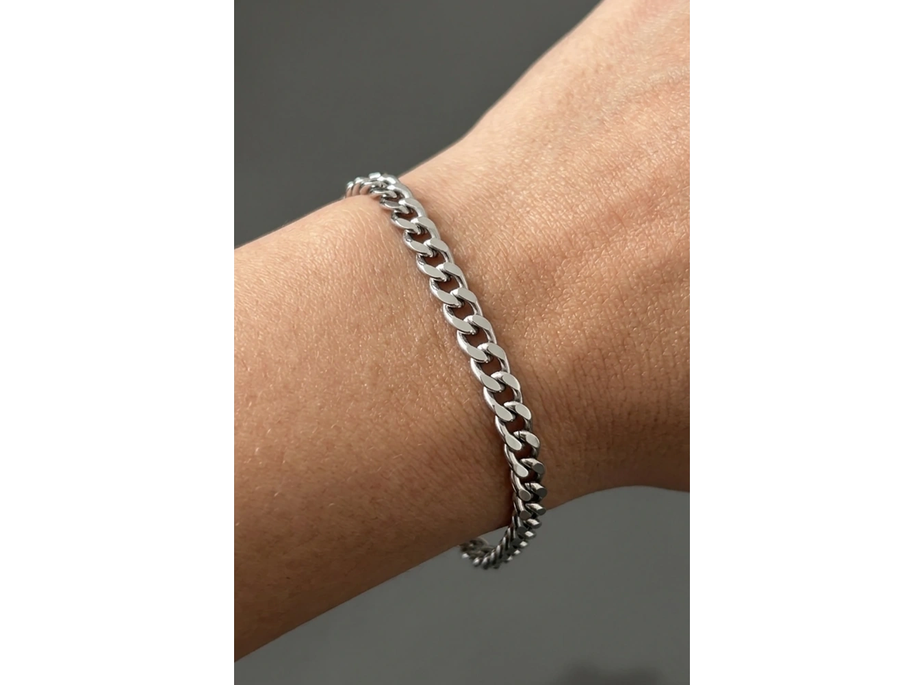 Gümüş Renk Zincir Çelik Bileklik (Unisex)