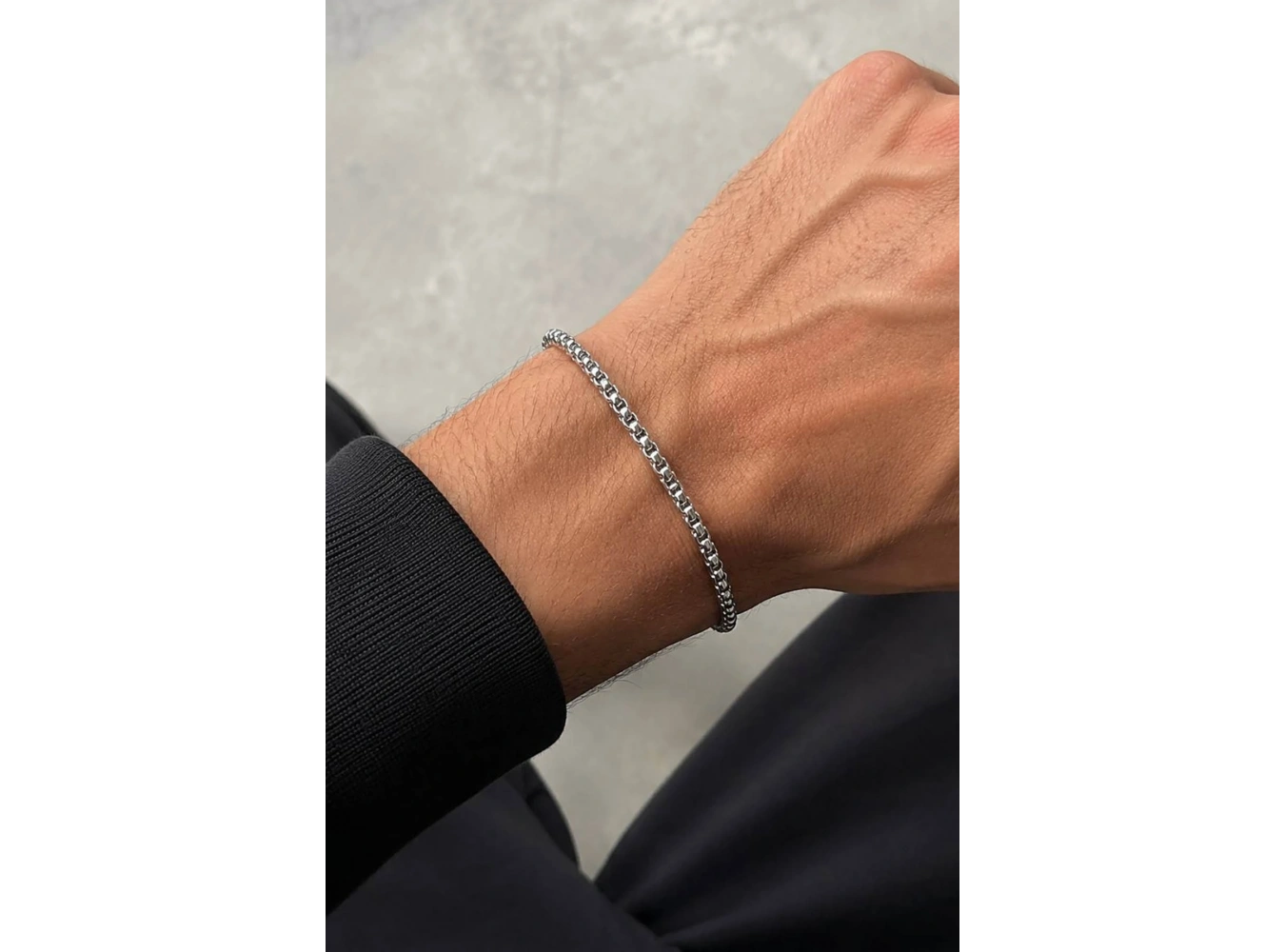 Gümüş Renk Zincir Çelik Bileklik (Unisex)