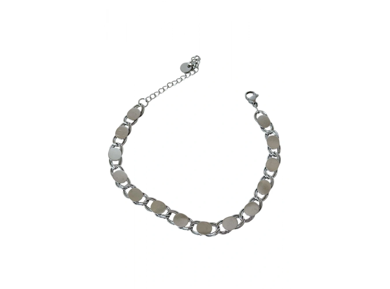 Gümüş Renk Zincir Detaylı Çelik Bileklik