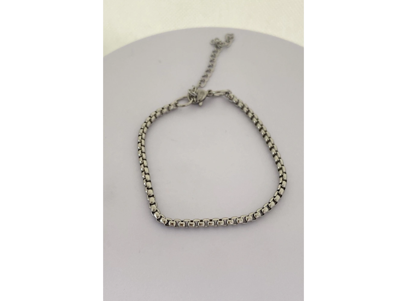 Gümüş Renk Zincir Detaylı Çelik Bileklik (Unisex)