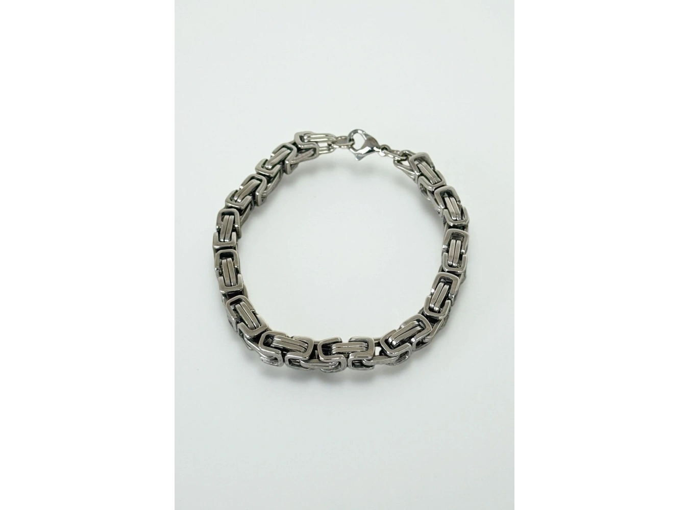 Gümüş Renk Zincir Detaylı Çelik Erkek Bileklik