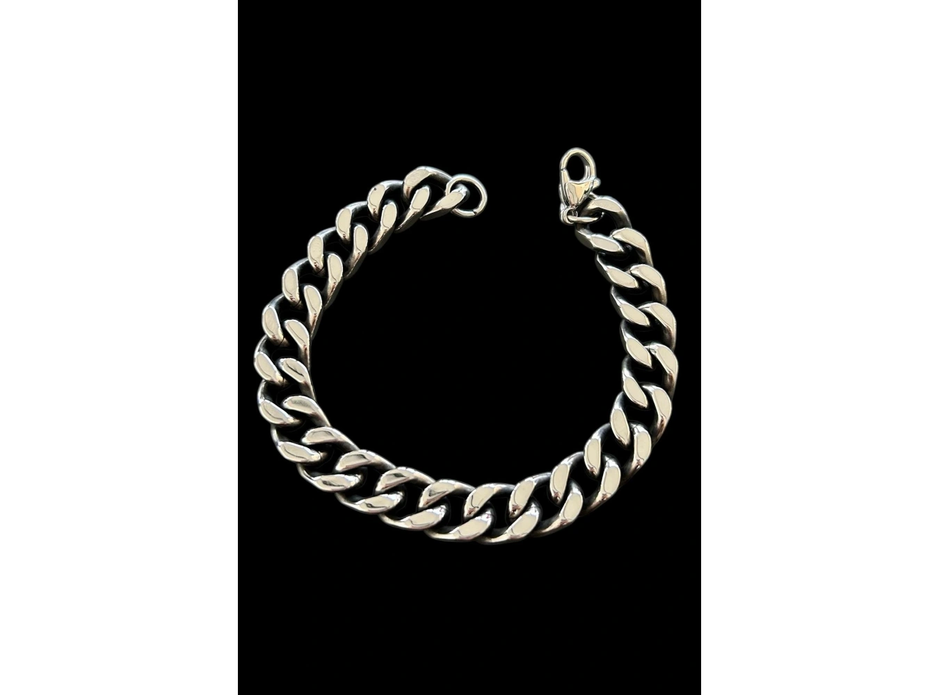 Gümüş Renk Zincir Detaylı Çelik Erkek Bileklik