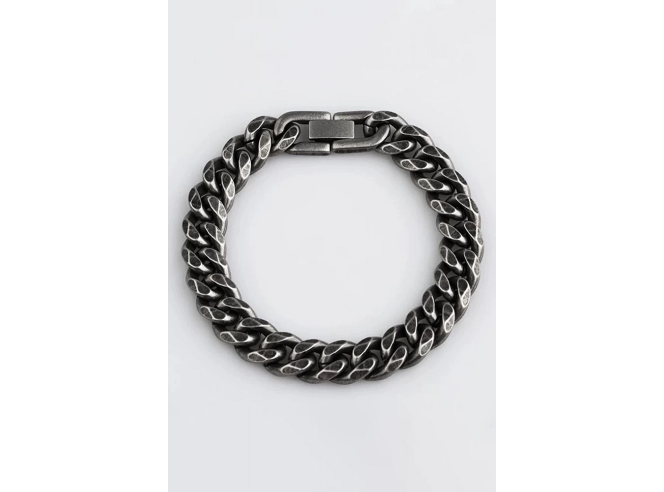 Gümüş Renk Zincir Detaylı Çelik Erkek Bileklik