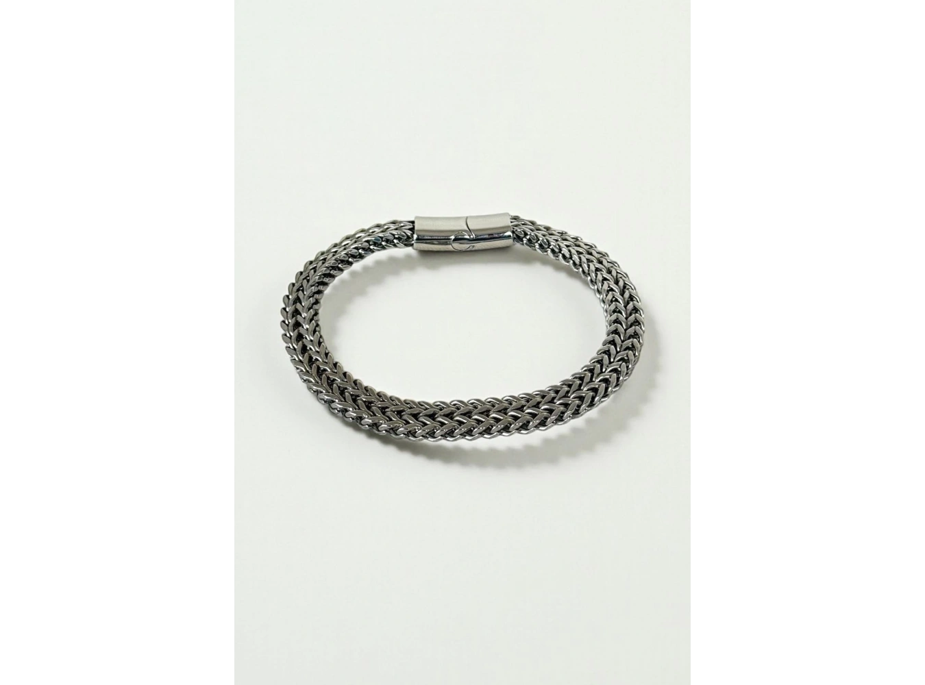 Gümüş Renk Zincir Detaylı Çelik Erkek Bileklik