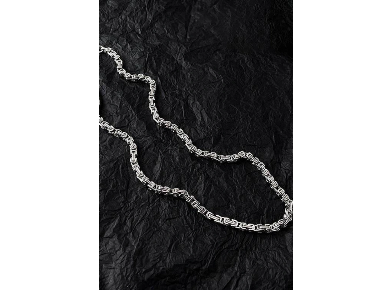 Gümüş Renk Zincir Detaylı Çelik Erkek Kolye