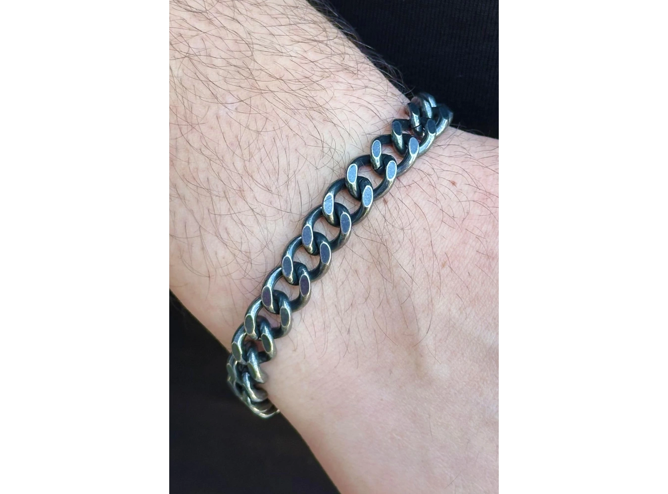 Gümüş Renk Zincir Detaylı Erkek Çelik Bileklik