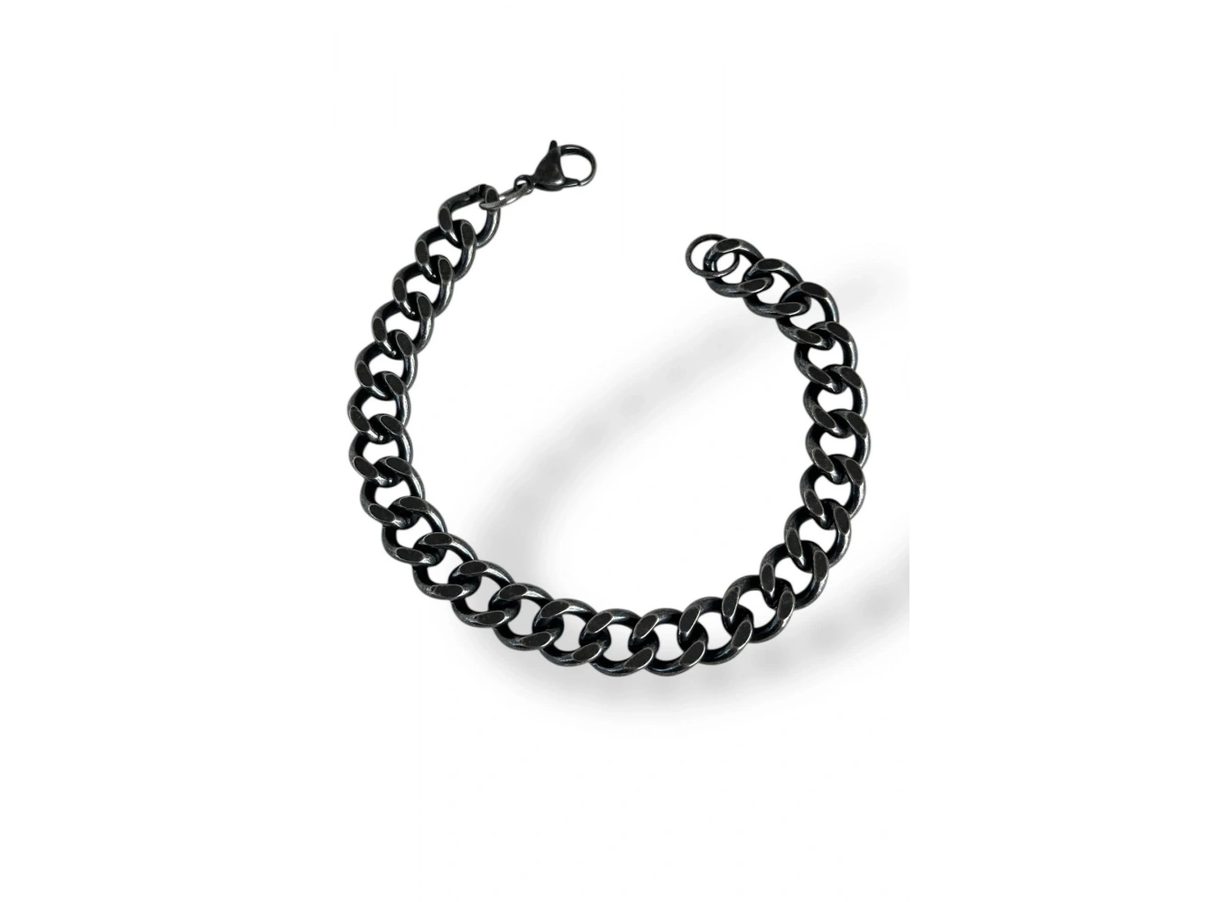 Gümüş Renk Zincir Detaylı Erkek Çelik Bileklik