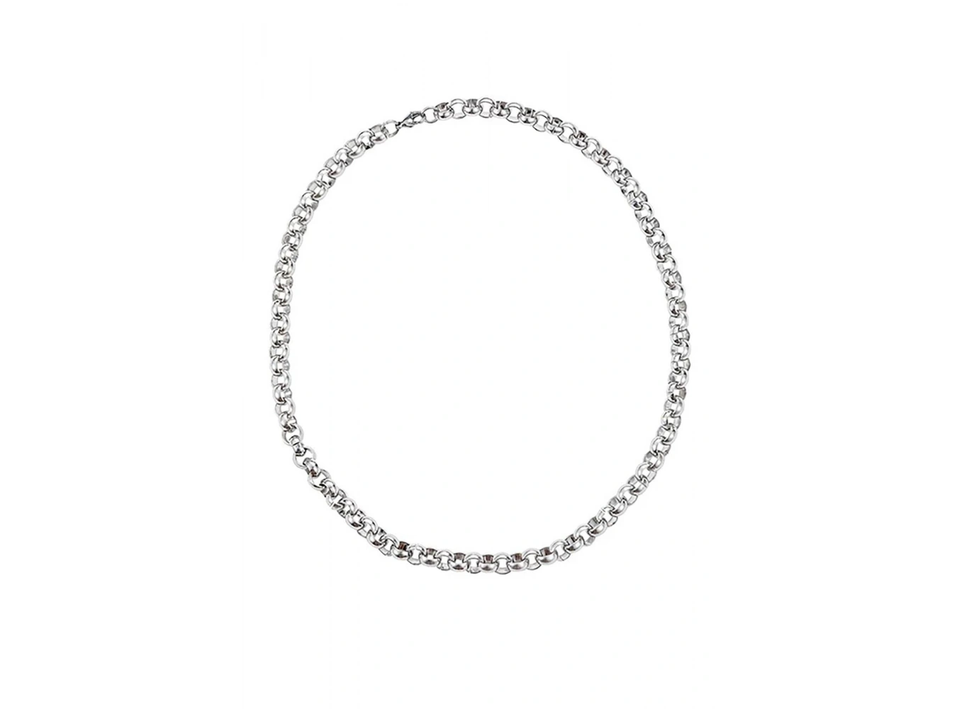 Gümüş Renk Zincir Detaylı Unisex Çelik Kolye