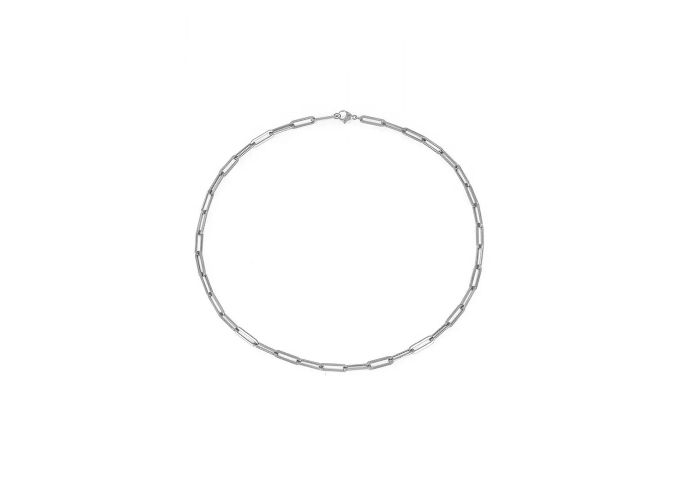 Gümüş Renk Zincir Detaylı Unisex Çelik Kolye