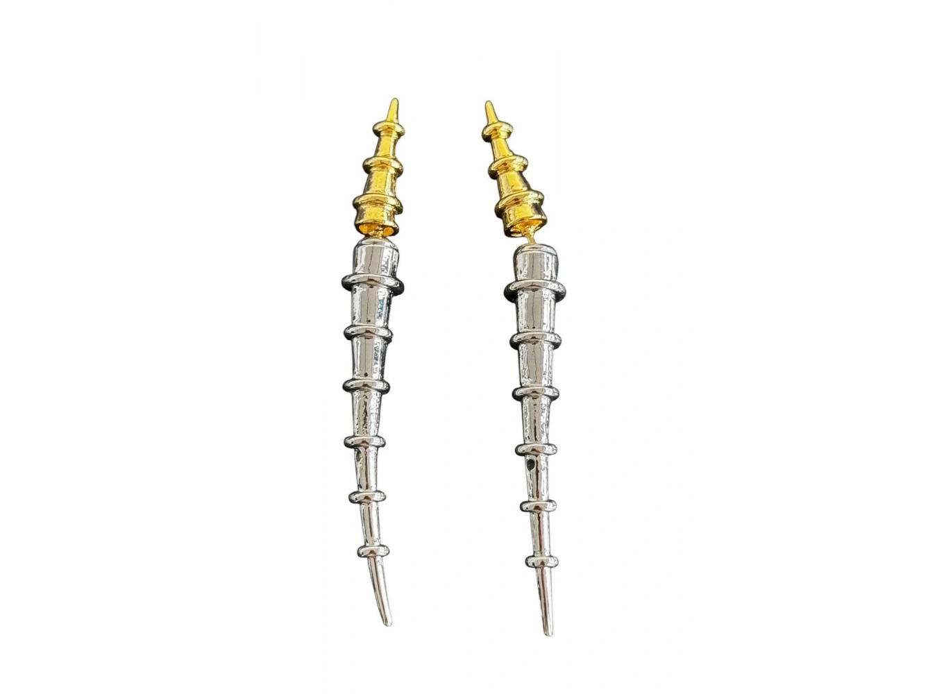 Gümüş Ve Altın Renk 14K Altın Kaplama TX Küpe (Çift)