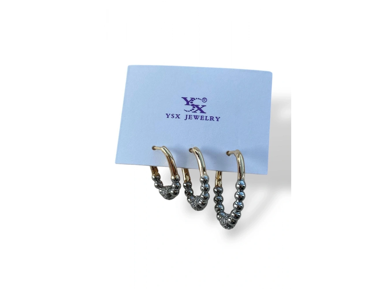 Gümüş Ve Altın Renk 3lü YSX Küpe Set