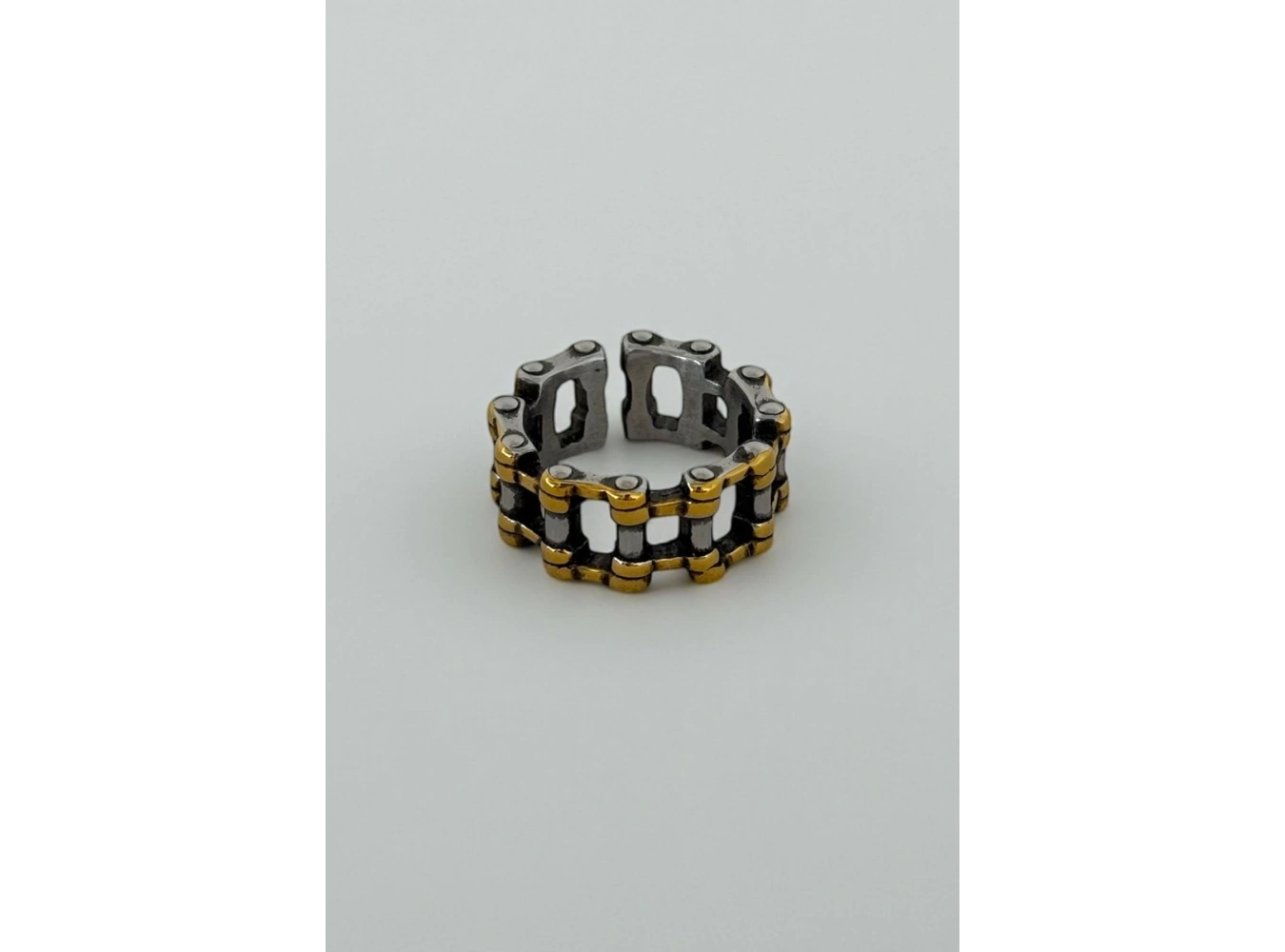 Gümüş Ve Altın Renk Ayarlanabilir Çelik Erkek Yüzük