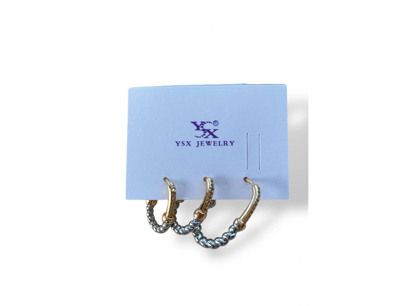 Gümüş Ve Altın Renk Burgu Detaylı 3lü YSX Küpe Set